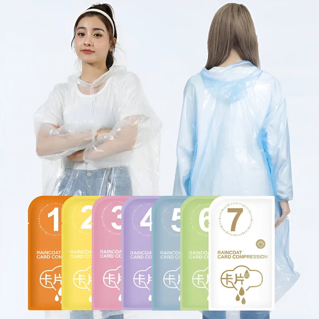 Disposable full body raincoat unfolded showing long coverage in purple colour option
