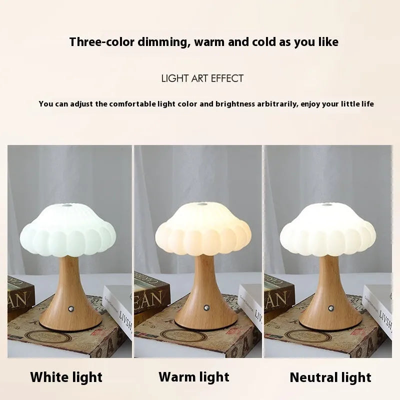 Mushroom-shaped touch control night lamp in various colours for decorative lighting