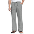 Men's cotton linen beach trousers with drawstring elastic waist in straight leg design