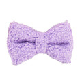 Purple cloth dog collar, leash, vest and bow four-piece pet accessory set showing coordinated design