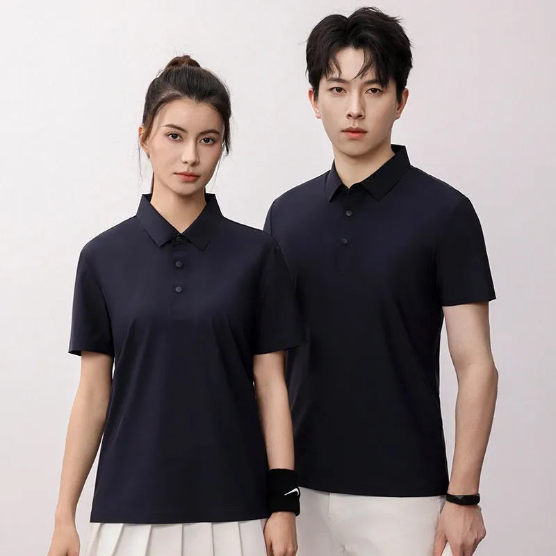 Men's loose fit short sleeve polo shirt in white for summer golf and running