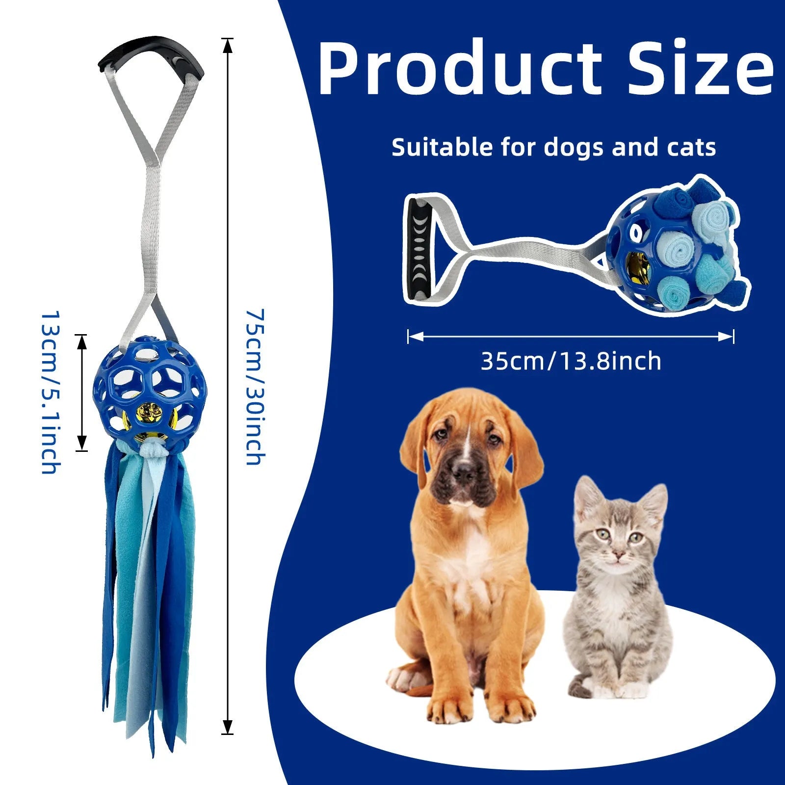 Colourful hollow TPR ball pet toy for dogs and cats with a bell inside
