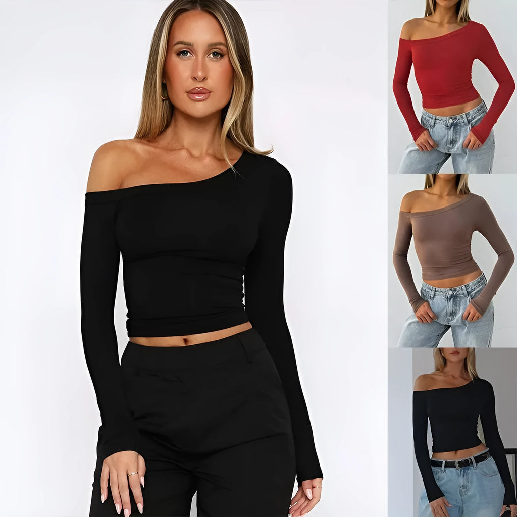 Women's slim fit knitted cardigan with long sleeves and cross shoulder strap detail in solid colour