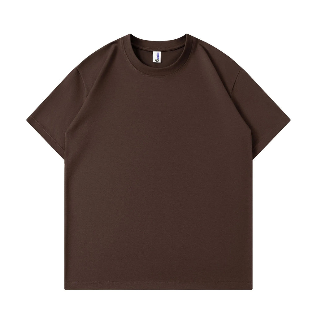 Cotton short sleeve T-shirt in solid colour with loose fit for men and women casual wear