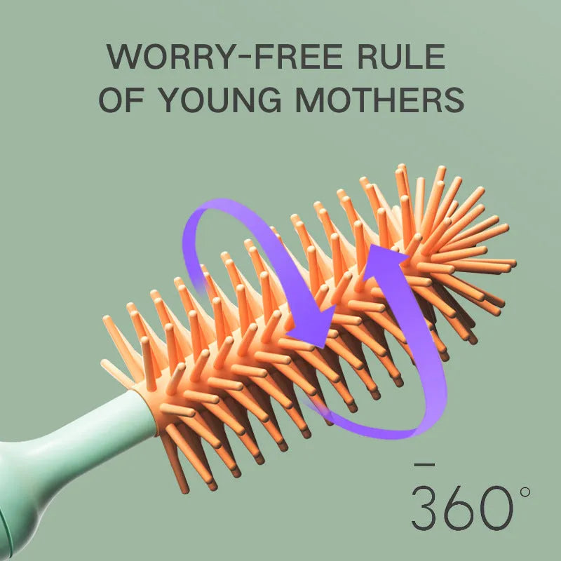 Electric bottle brush with rotating silicone head and lithium battery for cleaning baby bottles