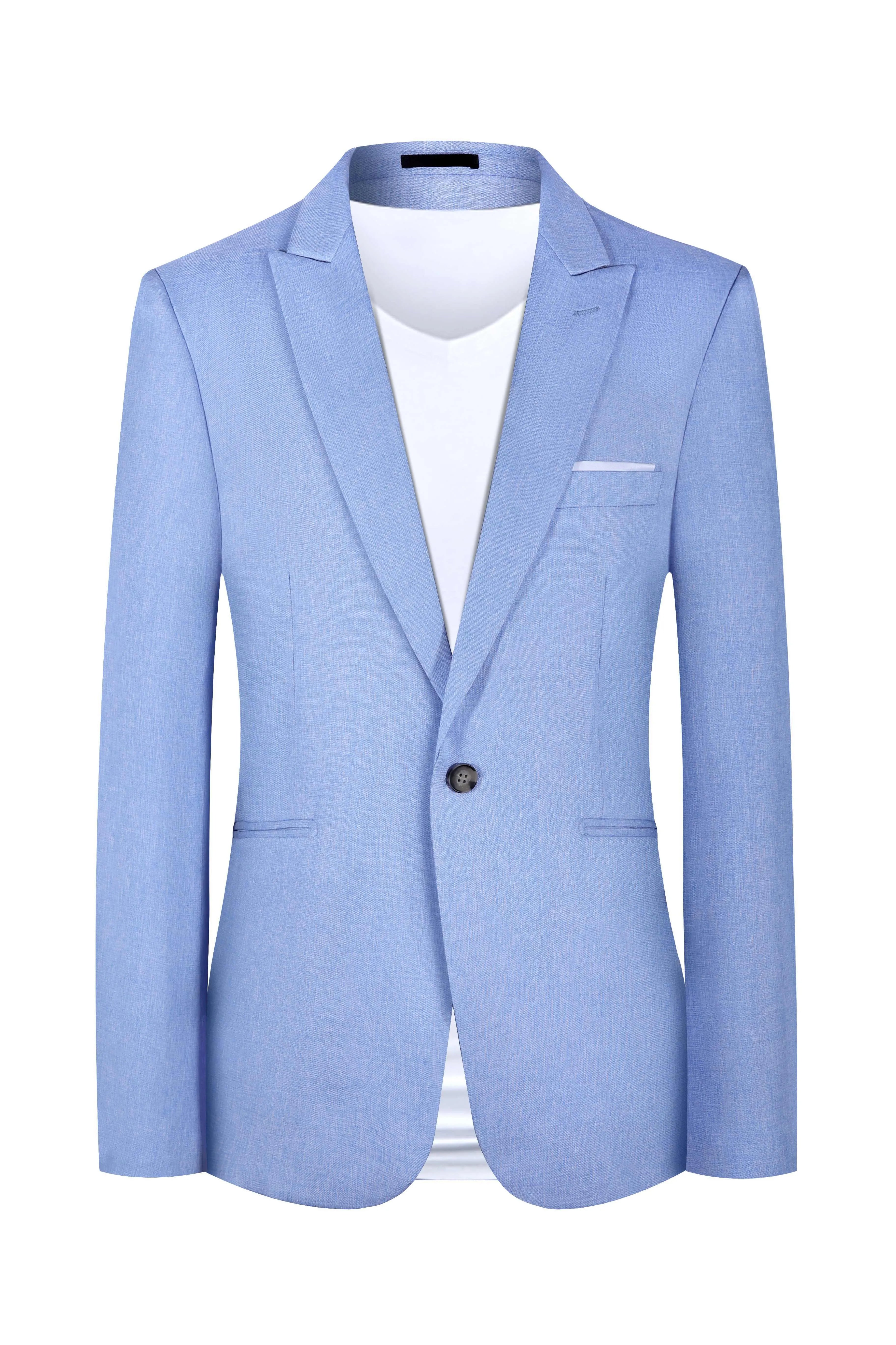 Men's light blue and pink Western-style casual suit with Asian sizing for spring and summer seasons
