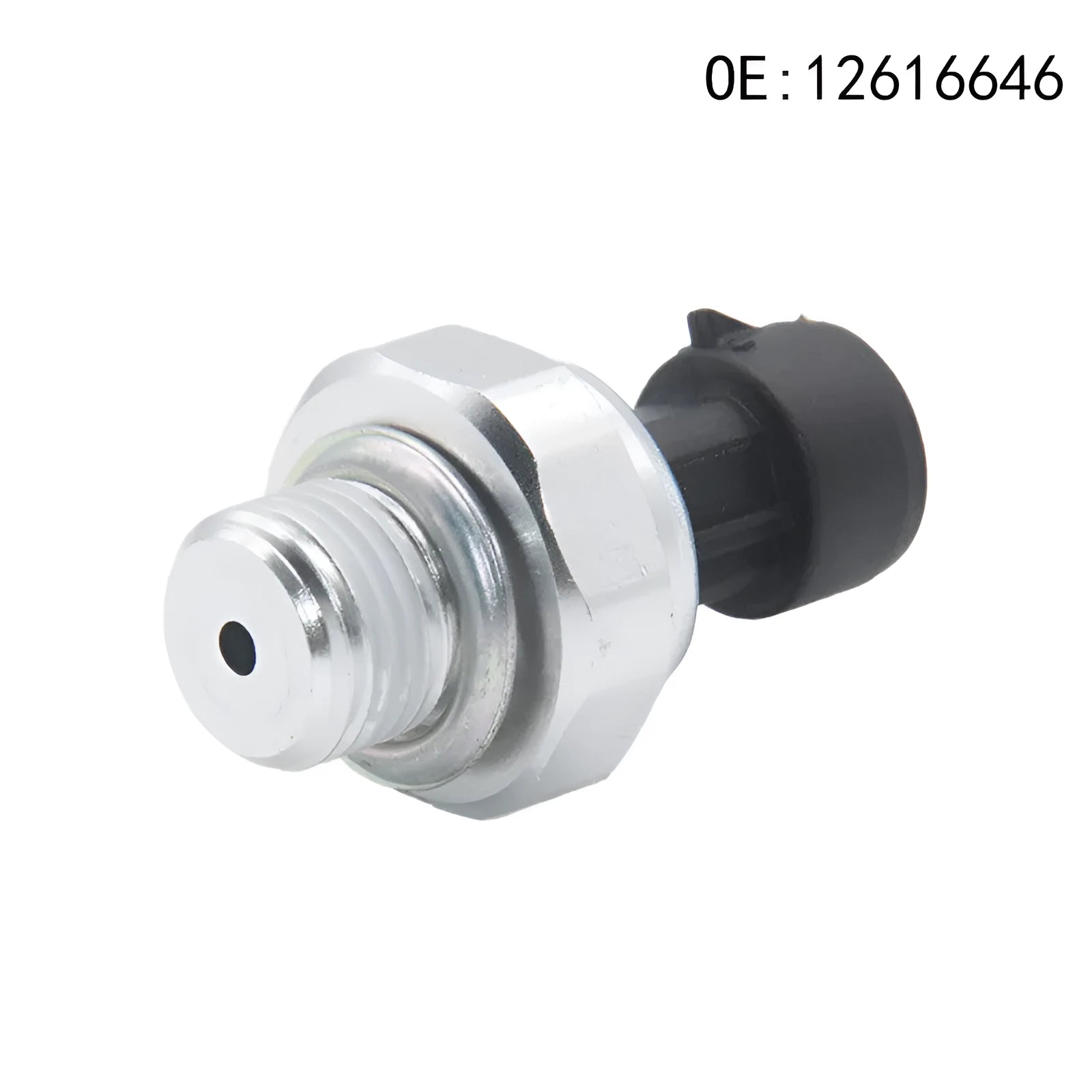 General Motors fuel pressure sensor with metal construction and silver finish