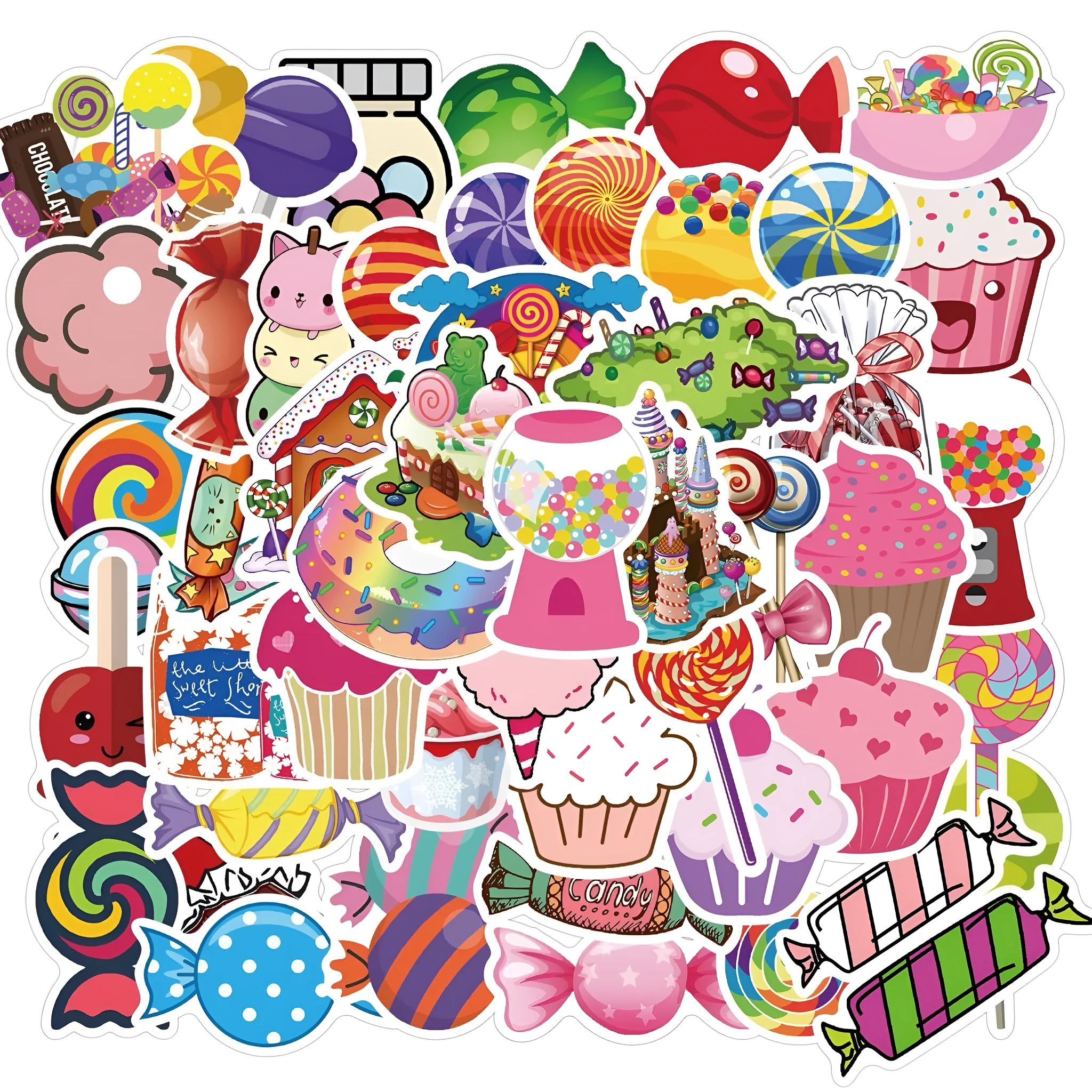 Candy series graffiti cartoon stickers 50-pack pink 4-6cm adhesive