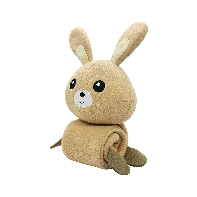 Plush fleece rabbit dog training toy with food hiding compartments measuring 650mm