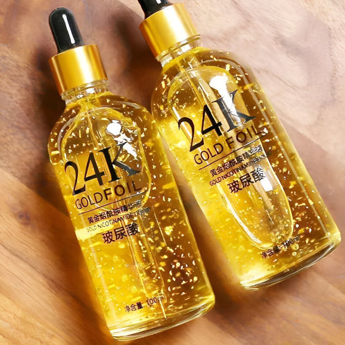 24K nicotinamide facial essence liquid with hyaluronic acid and ginseng extract in 100g packaging