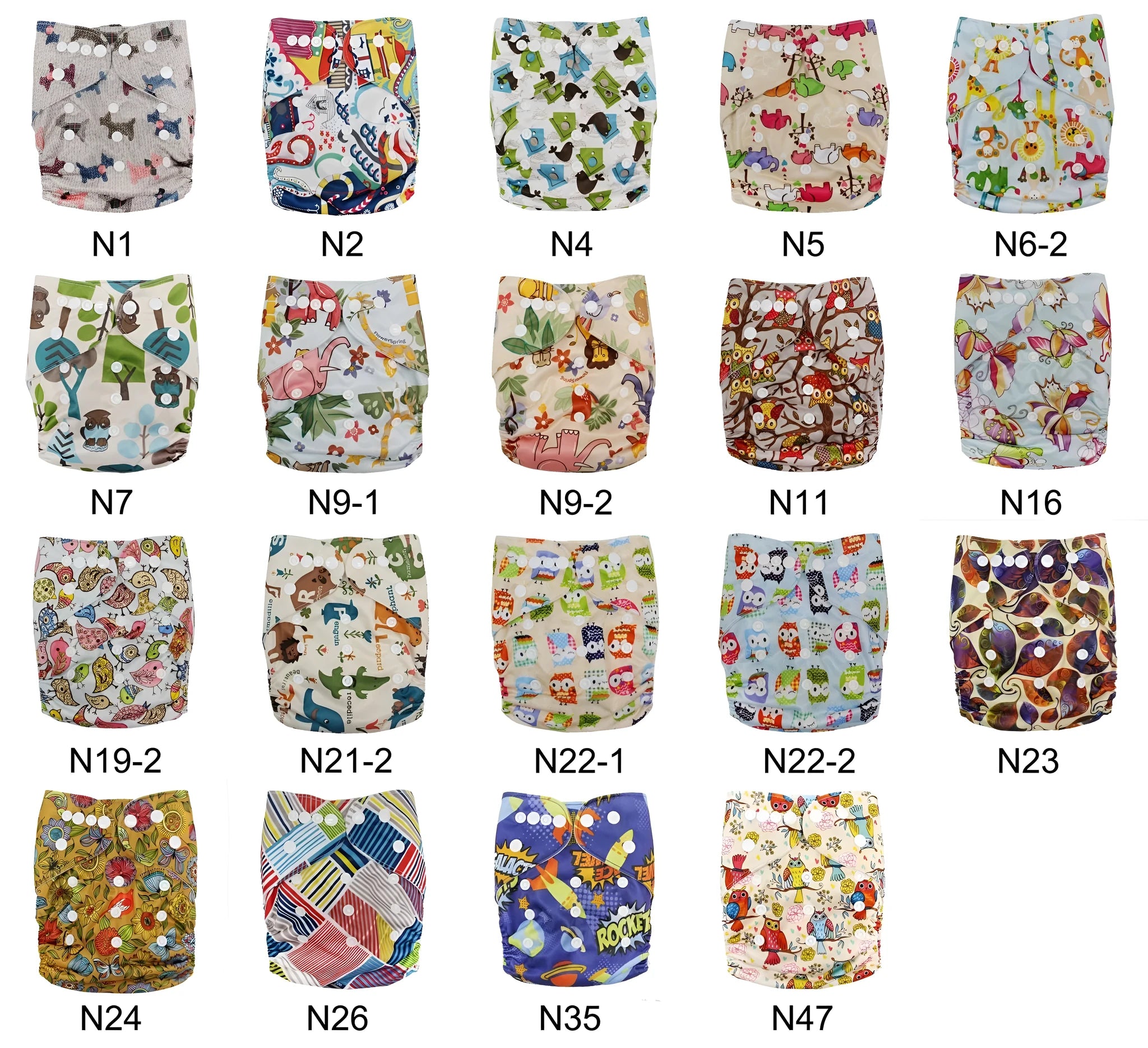 Washable cloth diaper baby polyester waterproof adjustable nappy free size 3-15kg colour N1