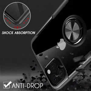 Black PU back cover phone case for iPhone 11 Pro Max showing button access points