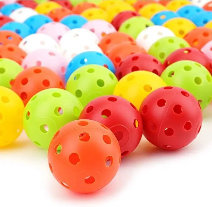 Multi-colour golf practice balls set with 26-hole putting cup in red orange blue green white yellow