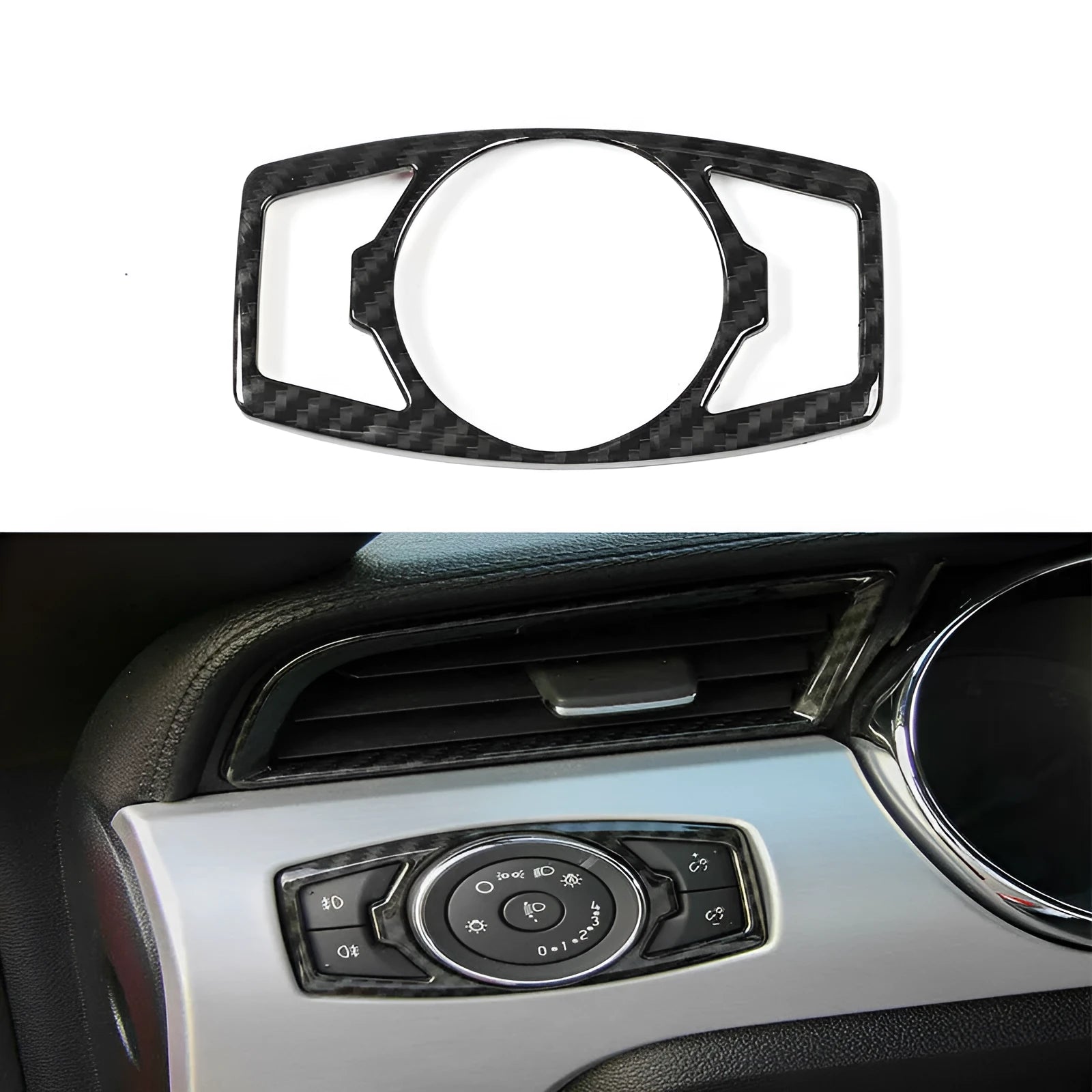 Carbon fibre finish decorative paster for Ford F150 Wild Horse dashboard headlight control panel