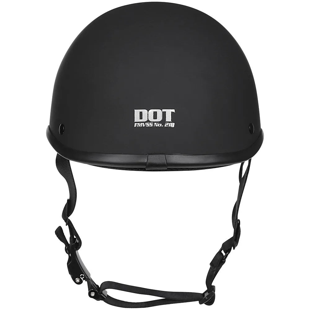 Retro-style motorcycle helmet in ABS plastic shown in matte black finish, suitable for unisex riders.