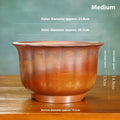 Classical carved ceramic bonsai pot in S1696 firewood brown with antique wood-burning finish