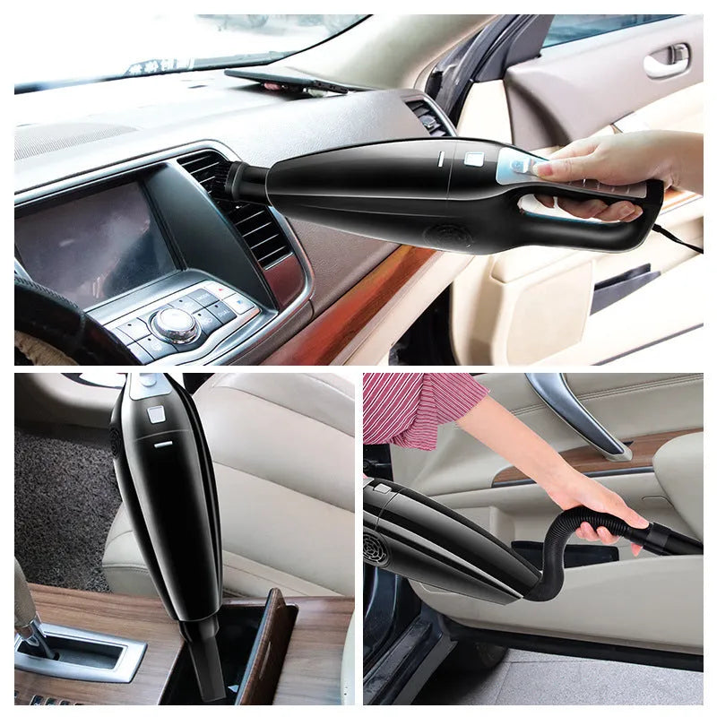 Black and orange cigarette lighter car vacuum cleaner showing 36cm length and portable design