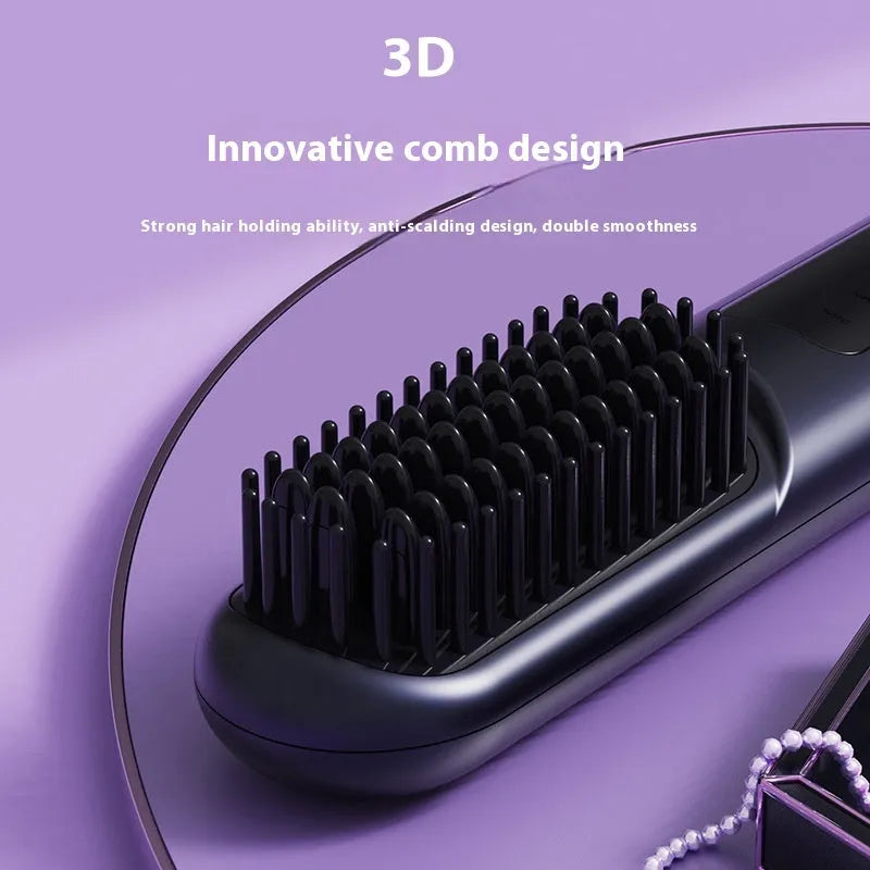 Portable charging negative ion hair comb in white, dark blue or grey colour with ABS plastic construction