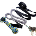 Green cotton dog tug rope toy with four design variations for tug of war play