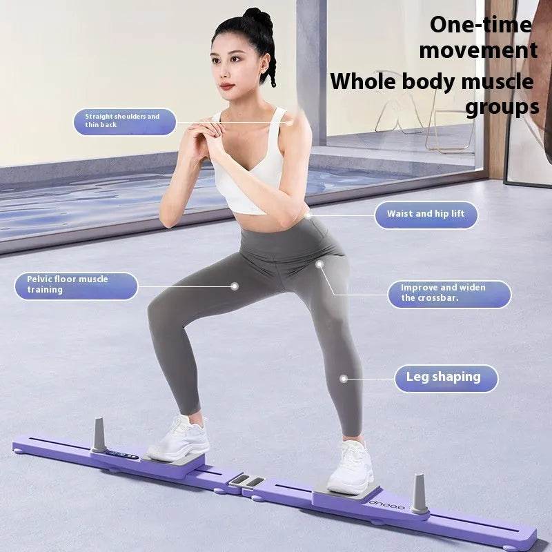 Purple and pink multifunctional split skiing machine trainer with an 85 cm supine board.