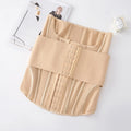 Black nylon belly band waist trainer for tummy slimming and fitness support.