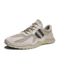 Men's low-top lace-up hiking boots in sand colour with pigskin upper and platform sole