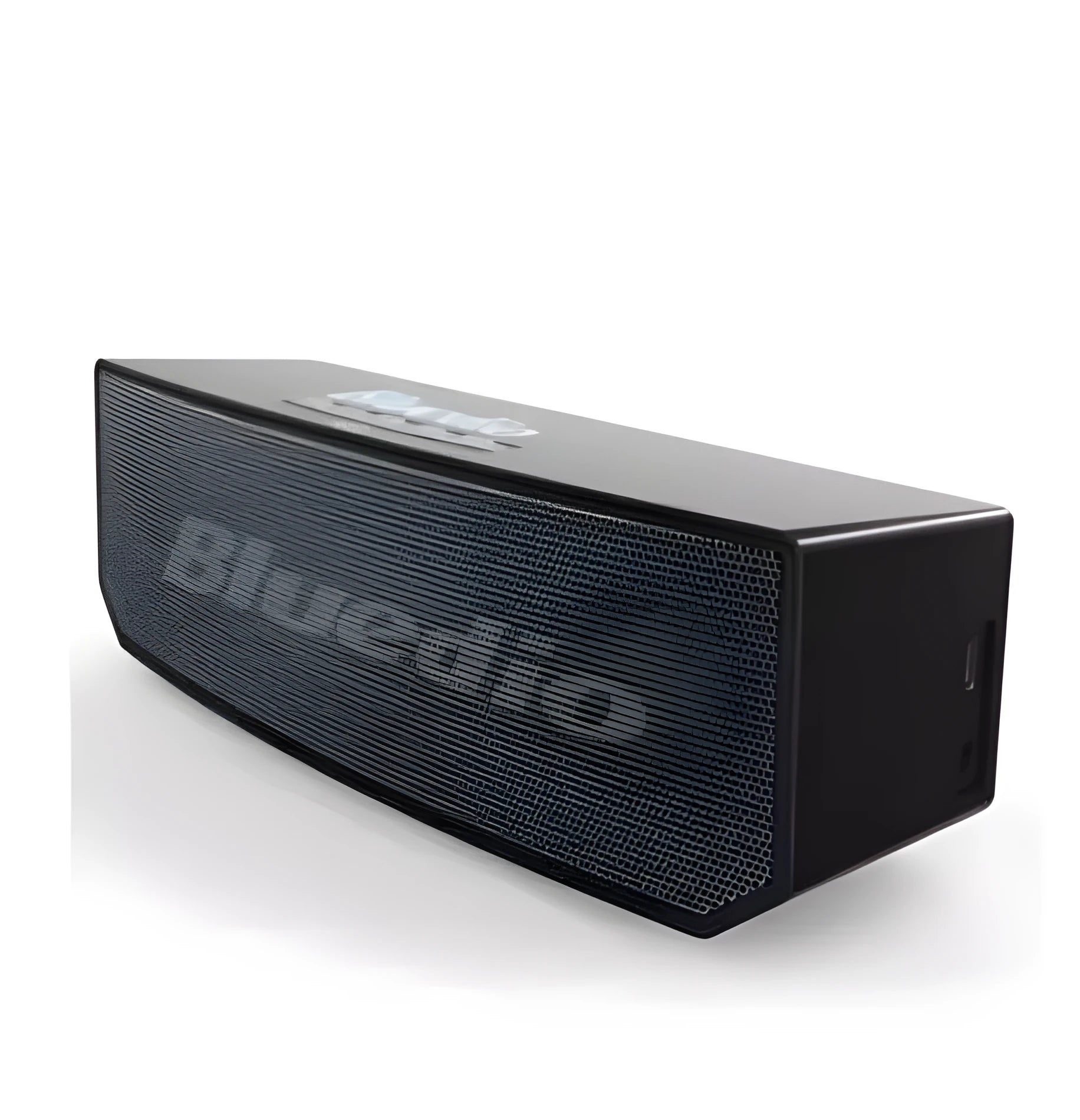 Black BS-6 cloud smart speaker with compact dimensions and micro-USB charging port