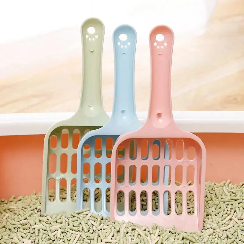 Blue plastic pet litter scoop for cleaning cat sand and dog waste