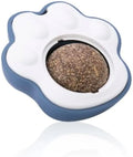 Blue catnip ball with edible vine components for kitten teeth cleaning and interactive play