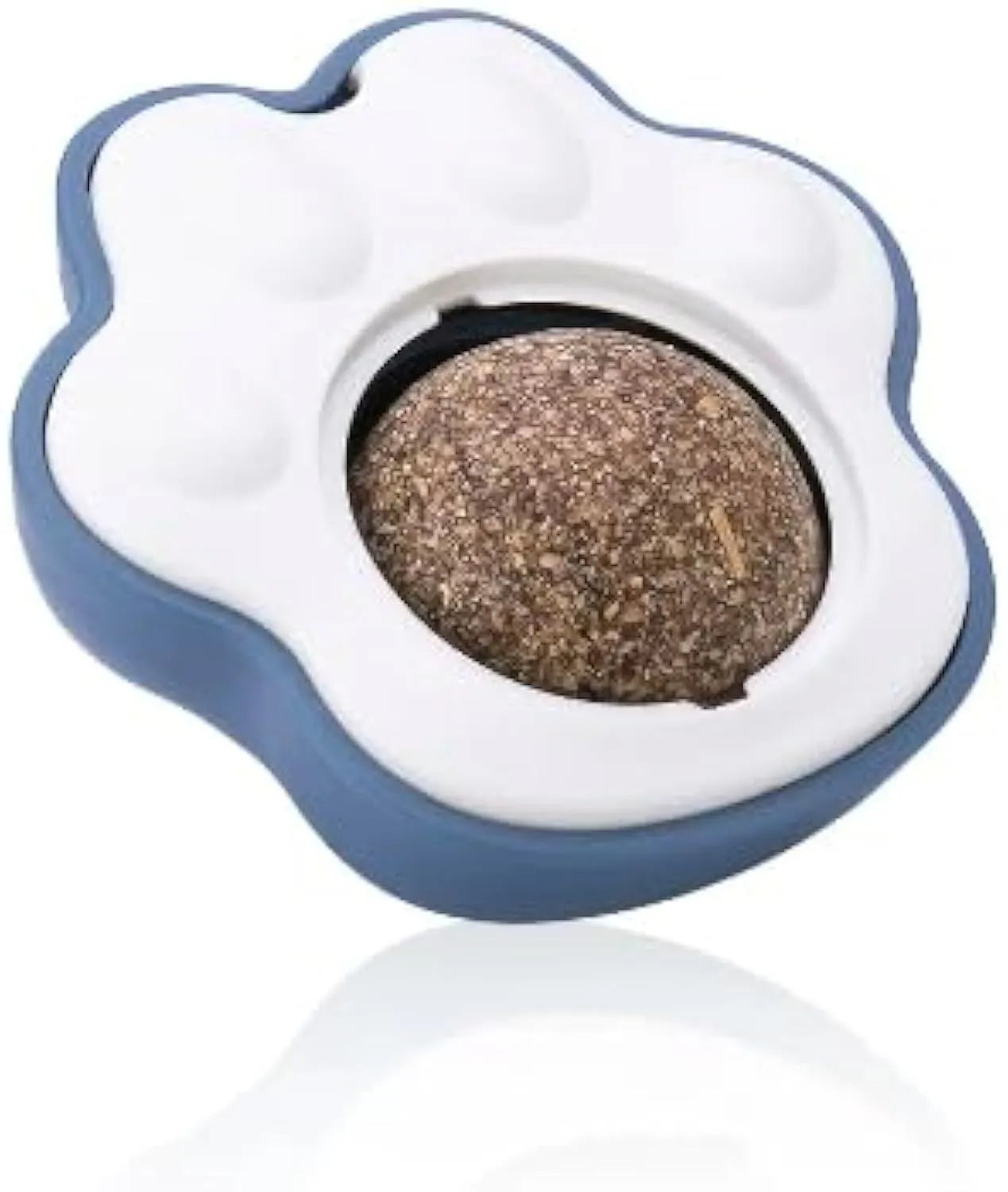 Blue catnip ball with edible vine components for kitten teeth cleaning and interactive play