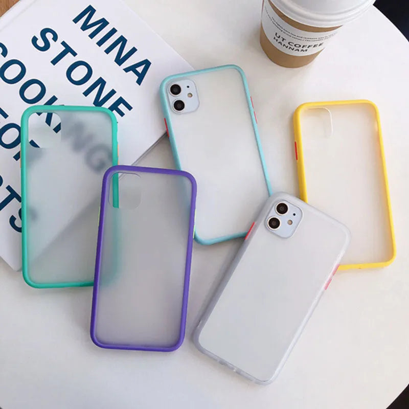 Frosted silicone phone case in black fitted onto an iPhone, with soft matte texture and slim profile