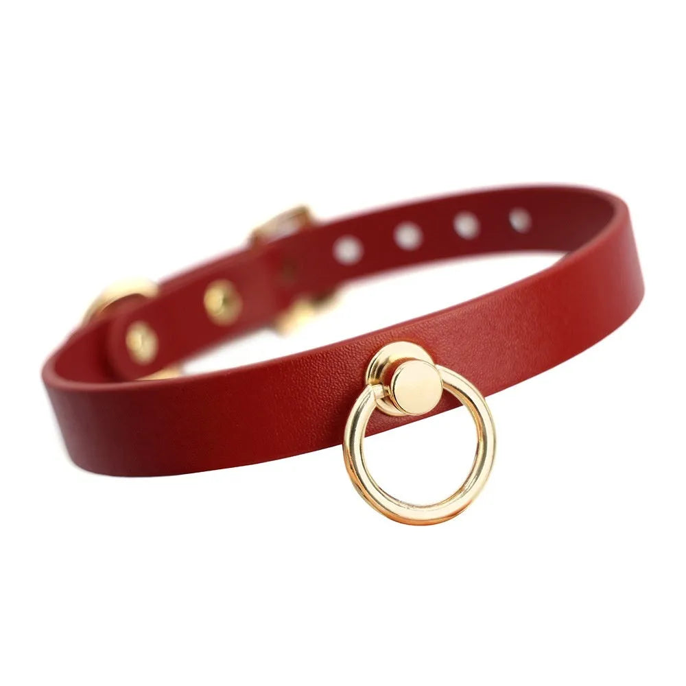 Leather dog training collar with drag chain in black and red colour options