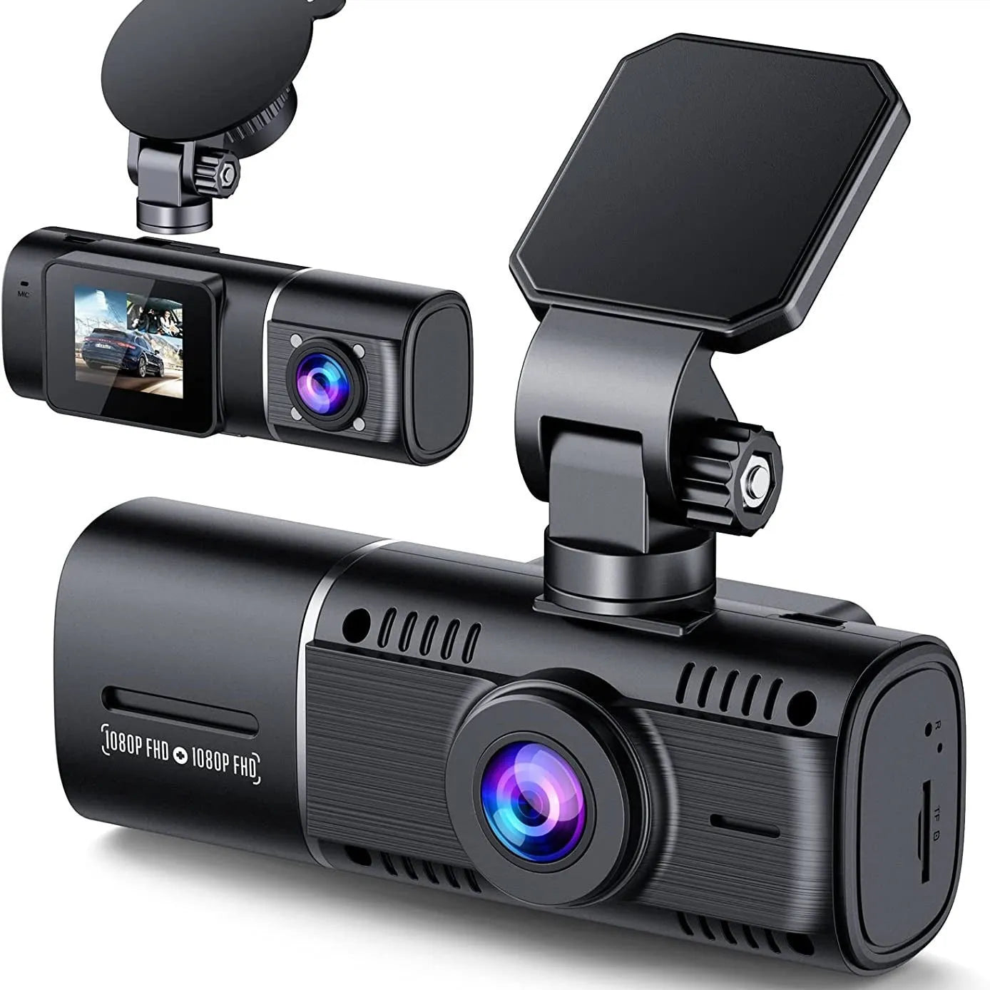 Standard black 1080p dashcam car camera with a 1.5-inch screen on its packaging.