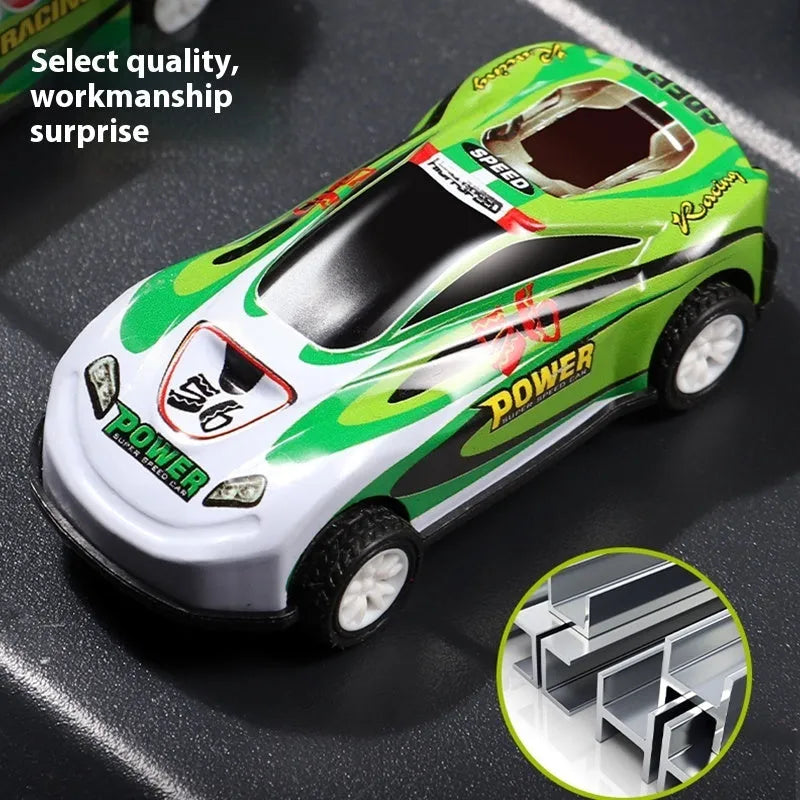 Red gift box containing 48 mixed alloy sliding warrior toy cars for children, each 4x5cm