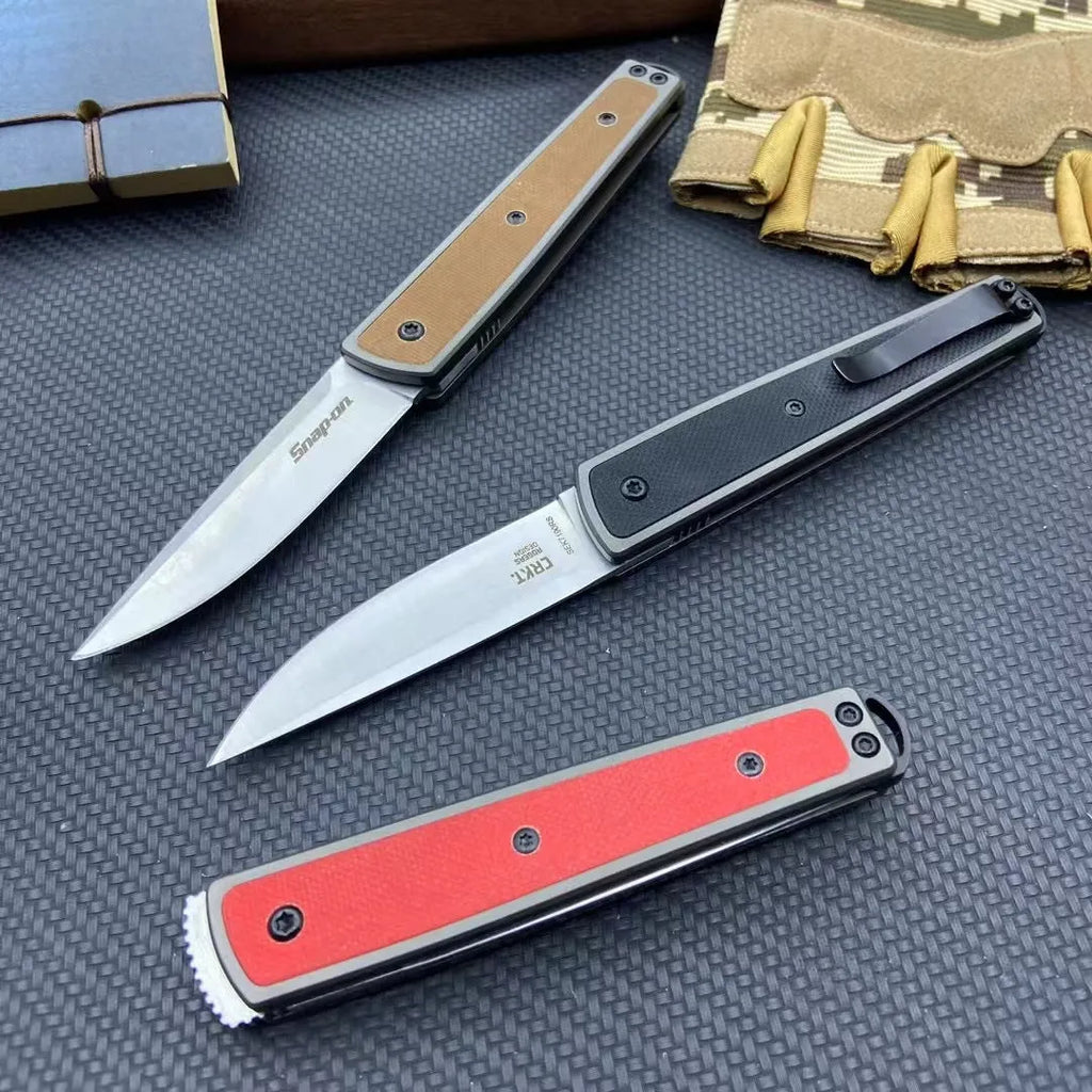 Folding fruit knife with stainless steel blade in open position showing 17cm total length