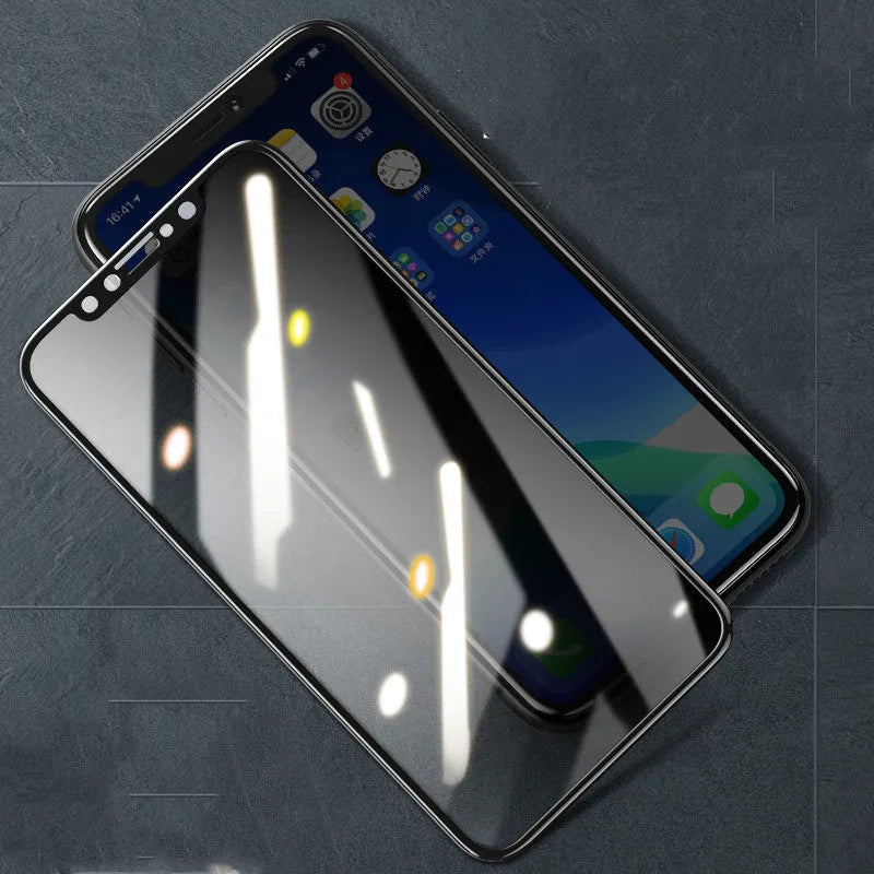 9D tempered glass privacy screen protector for Apple iPhone models with anti-reflective coating