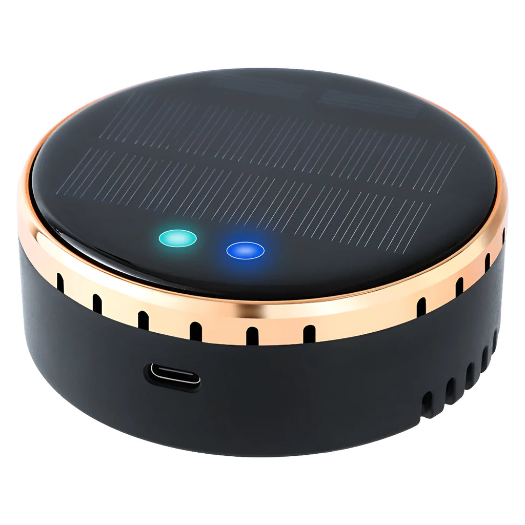 Solar-powered car air humidifier mounted on vehicle air conditioning outlet in black colour