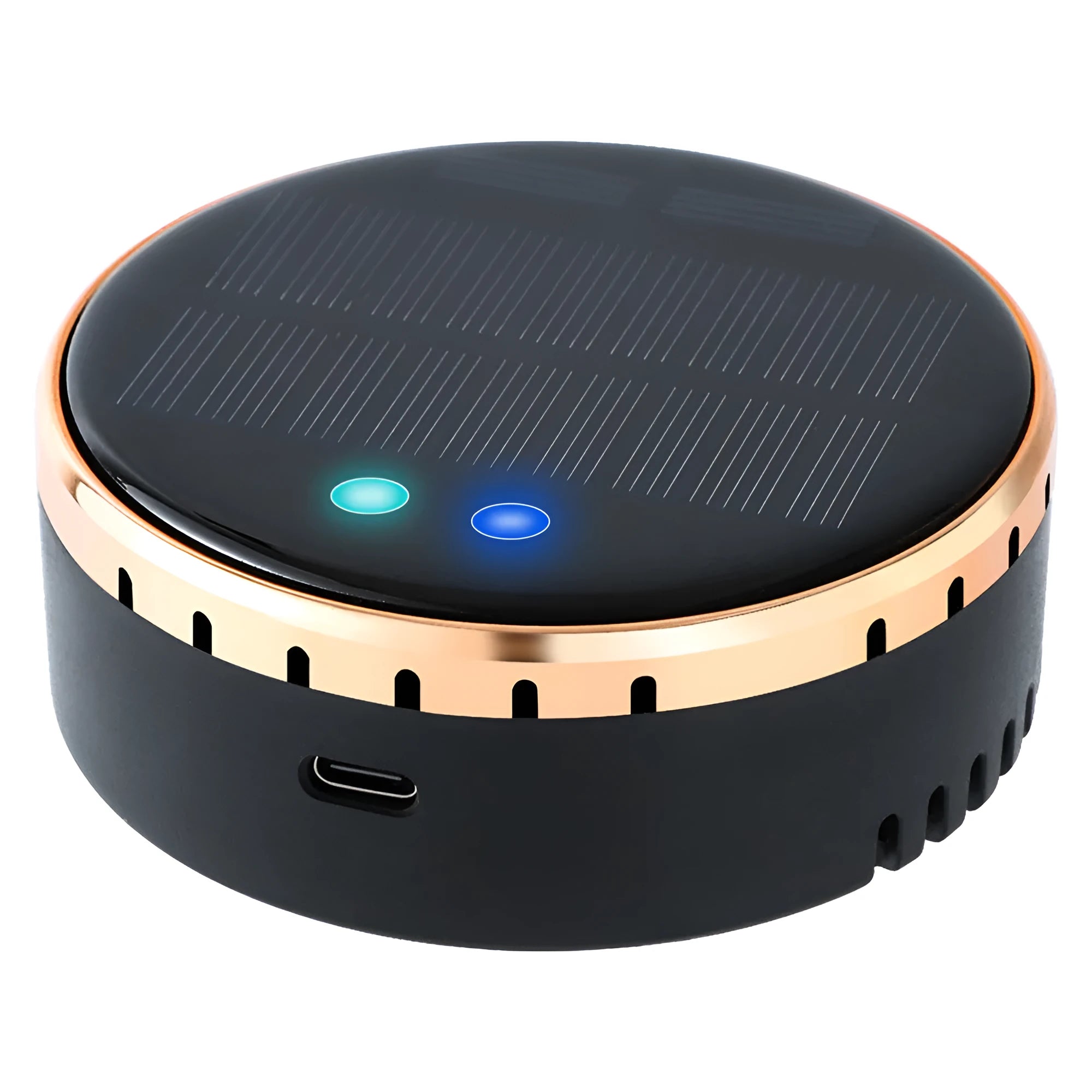 Solar-powered car air humidifier mounted on vehicle air conditioning outlet in black colour