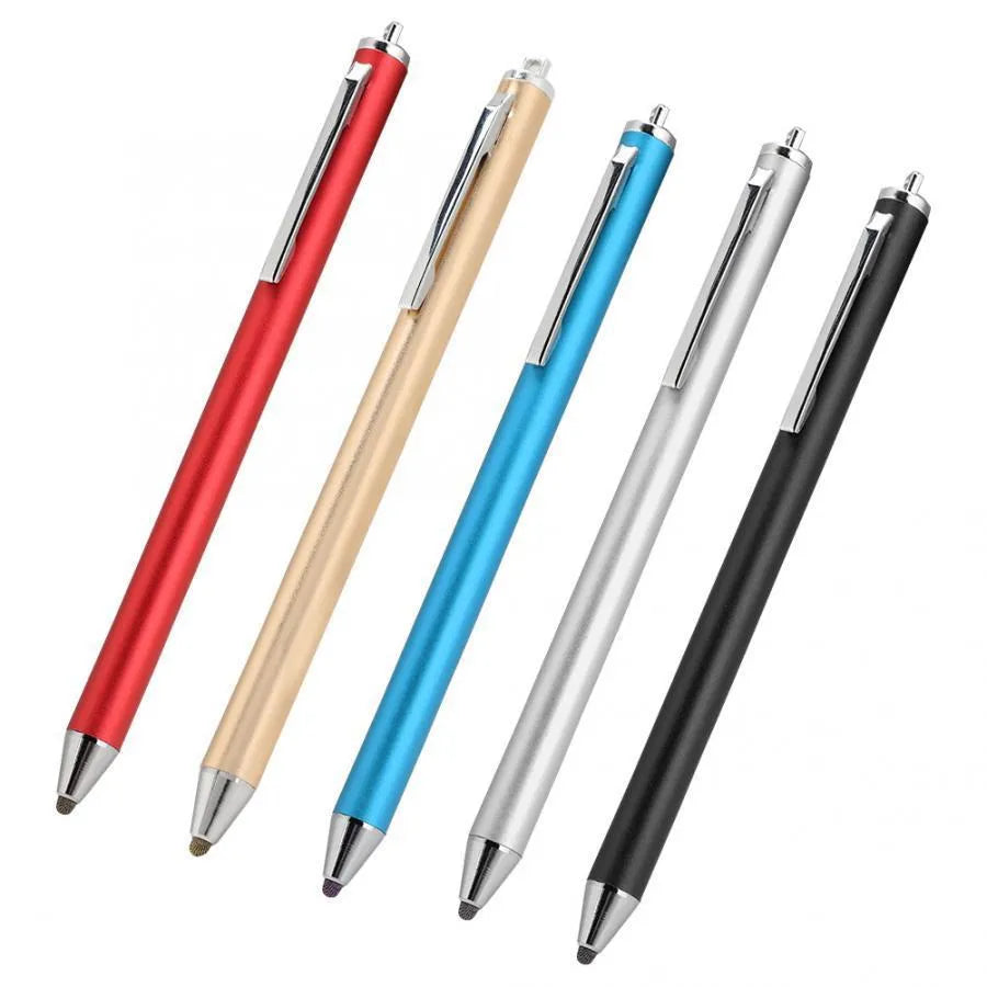 A metal-bodied stylus with a fine point, shown in multiple colour options.