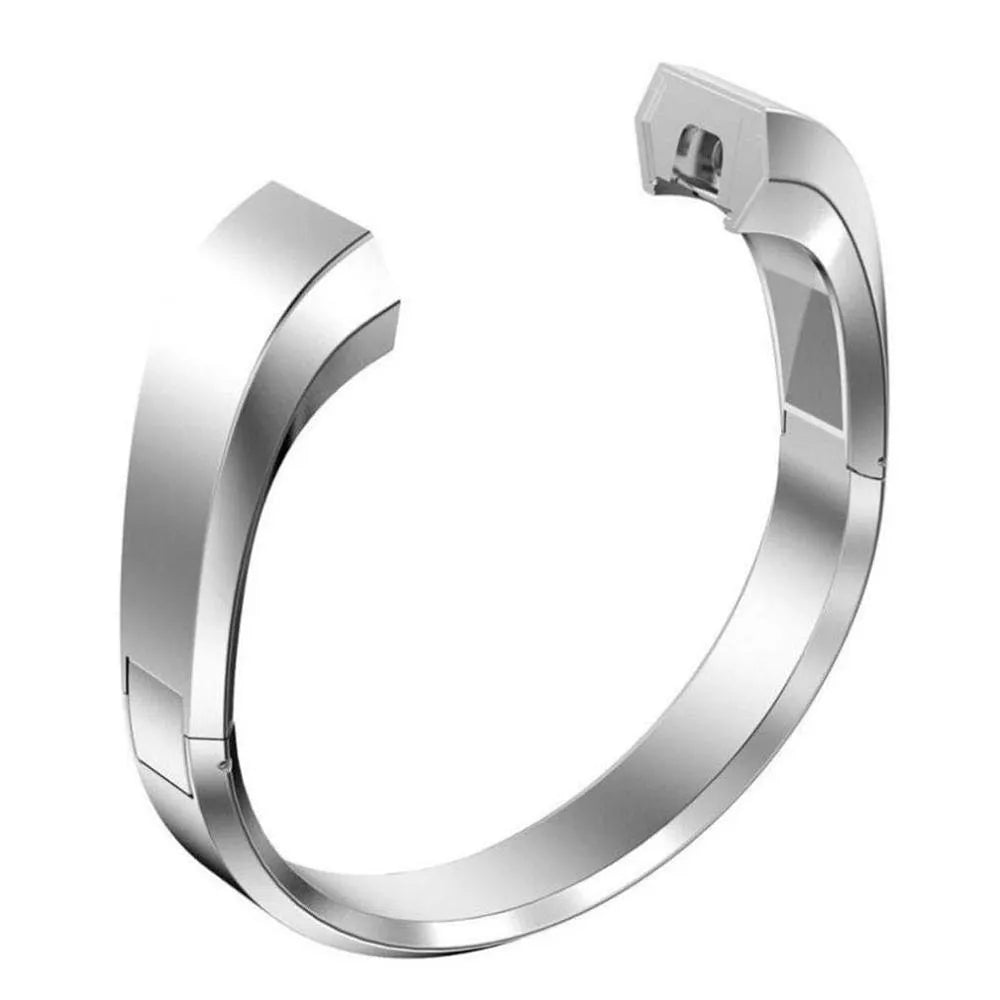 Stainless steel replacement bracelet for Fitbit Alta smartwatch in silver colour with deployment buckle