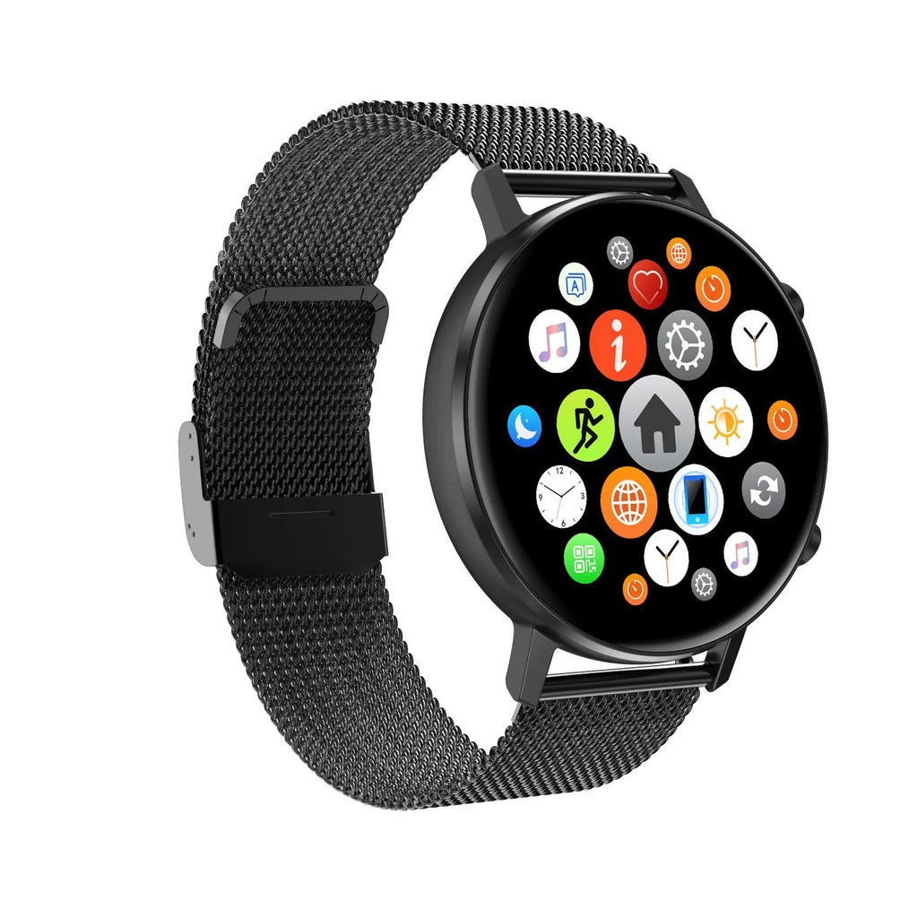 DT96 smart bracelet fitness tracker with steel strap and 1.3 inch screen display