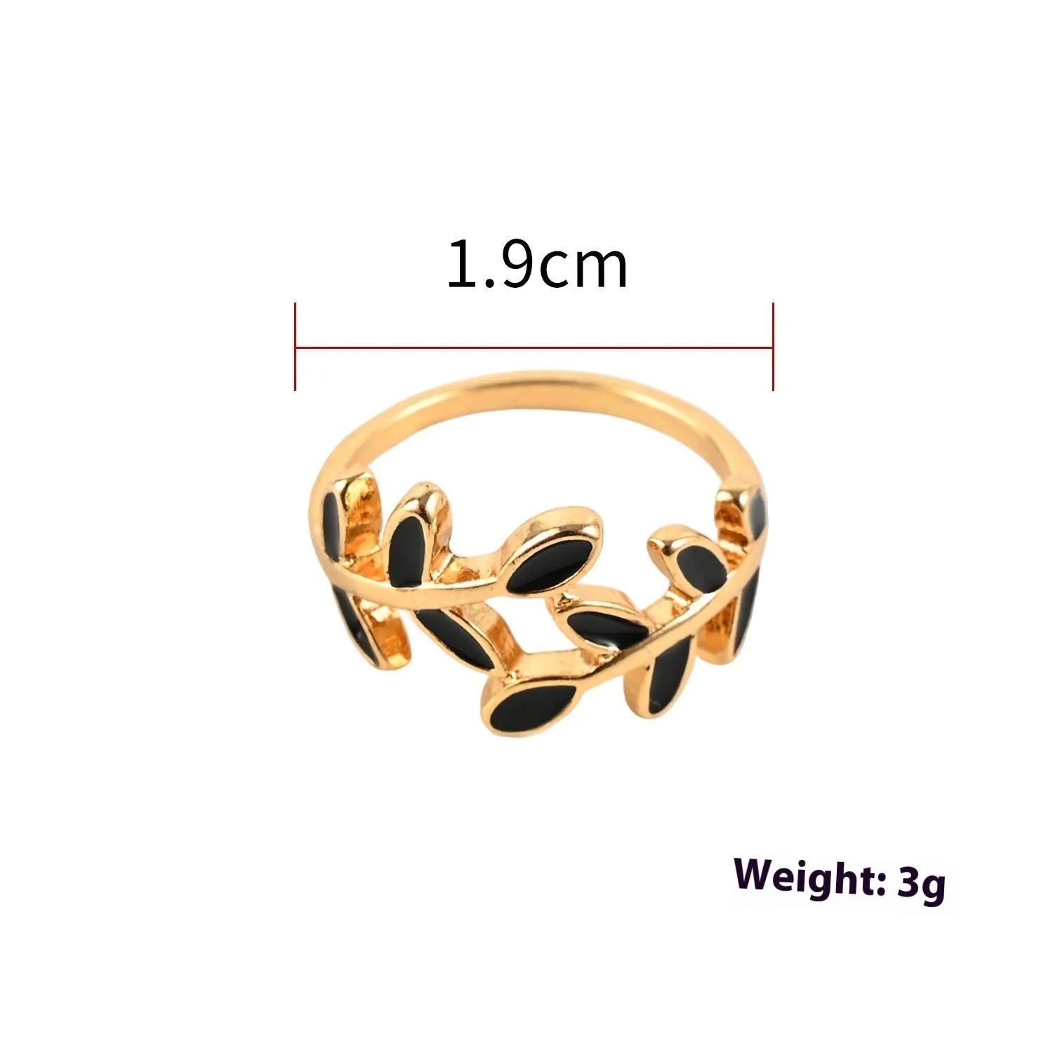 Gold geometric leaf acrylic ring for women on an index finger.