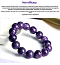 Charoite crystal bracelet with platinum-plated beads in transparent natural finish