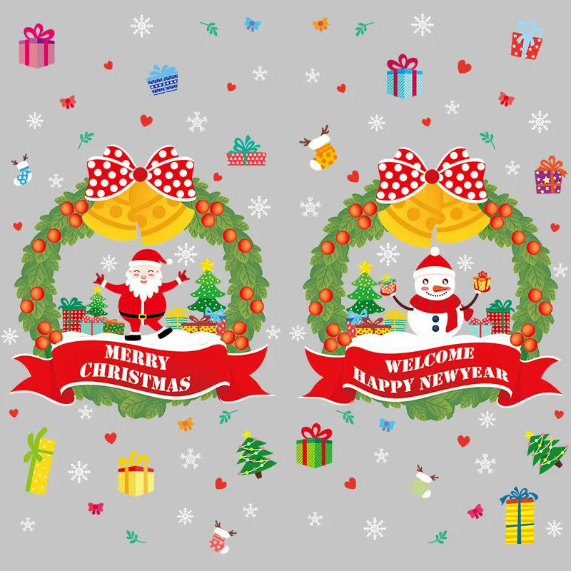 Christmas electrostatic window sticker with cartoon design, 60×45cm PVC material