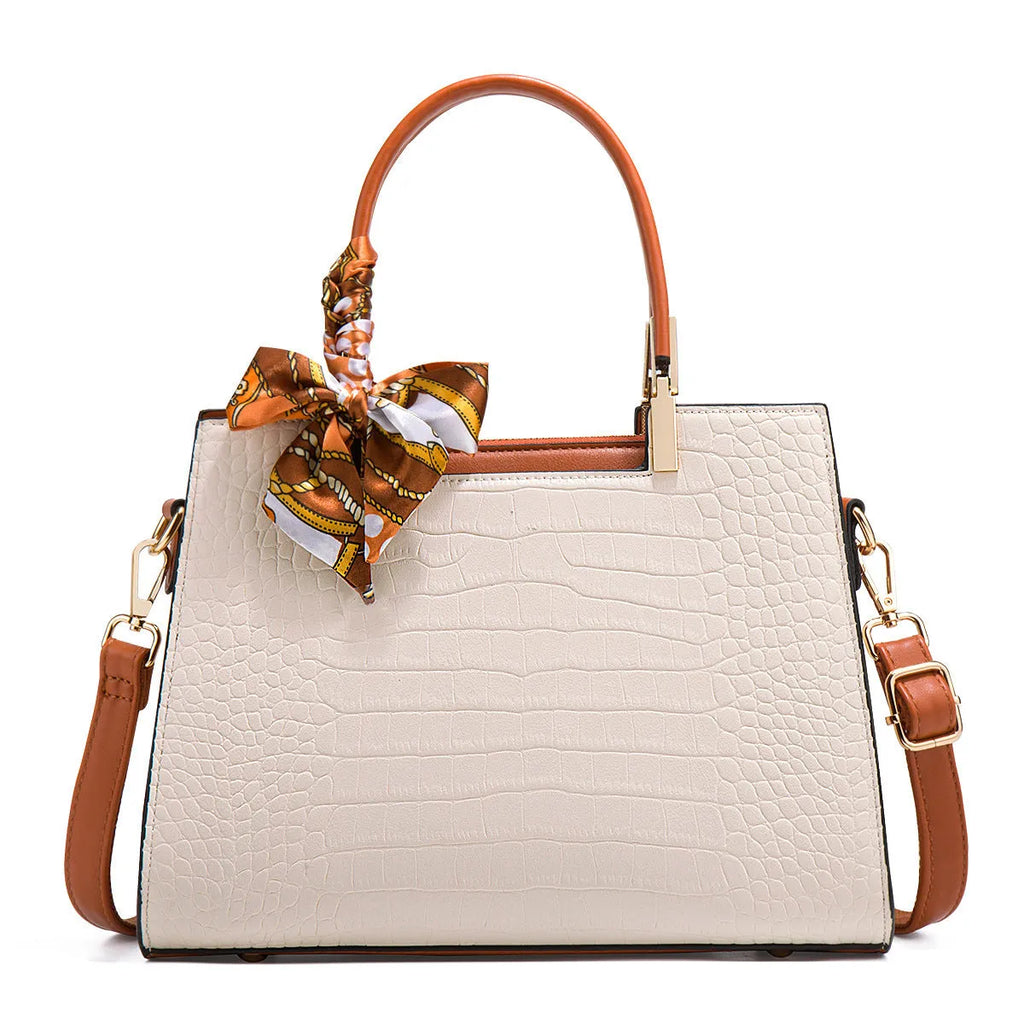 Milky white women's PU shoulder handbag with square shape and sewing line detailing