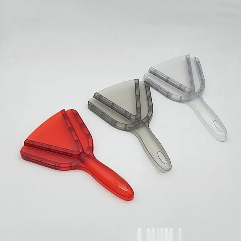 Adjustable telescopic plastic bottle opener in red, clear, and grey colours showing non-slip handle.