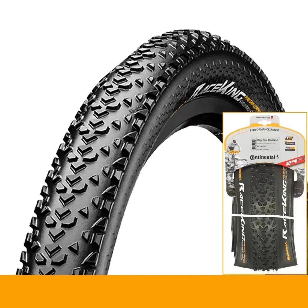 A folding mountain bike tyre in yellow or white, showing tread pattern, available in 26, 27.5 and 29 inch sizes.
