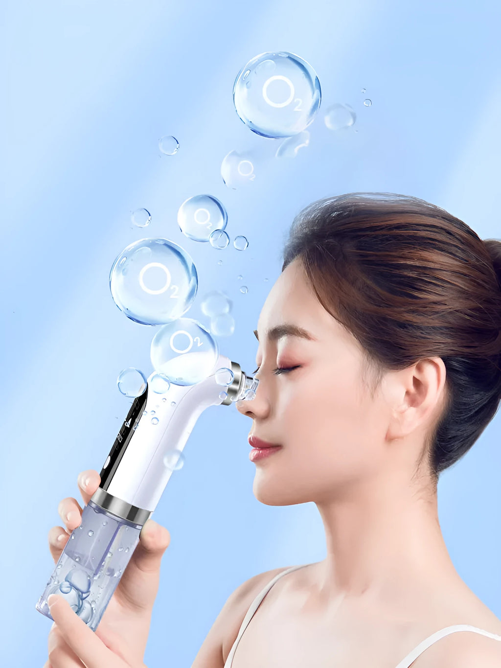 Small micro bubble skin beauty instrument with 6 probes for home blackhead removal and pore cleaning