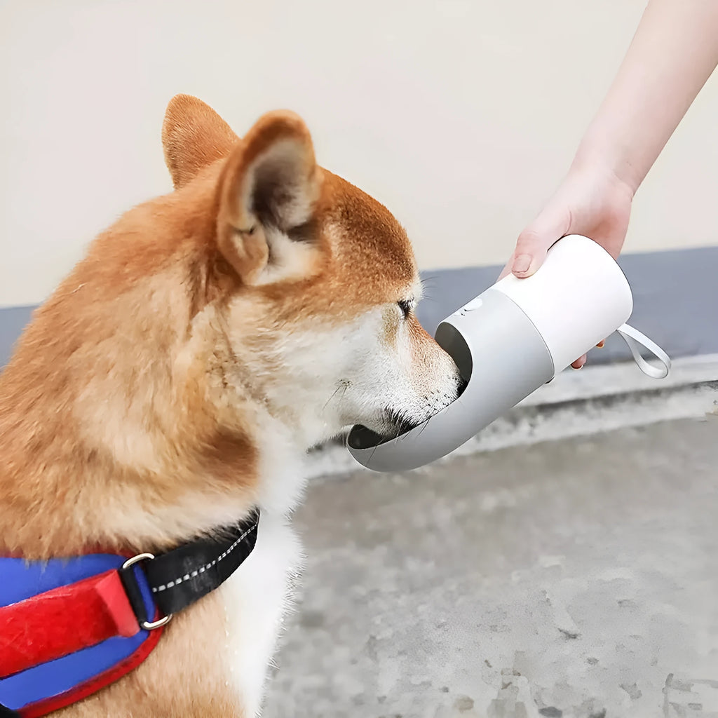 Moestar Rocket pet drinking cup in white grey colour with 270ml capacity and one-button lock