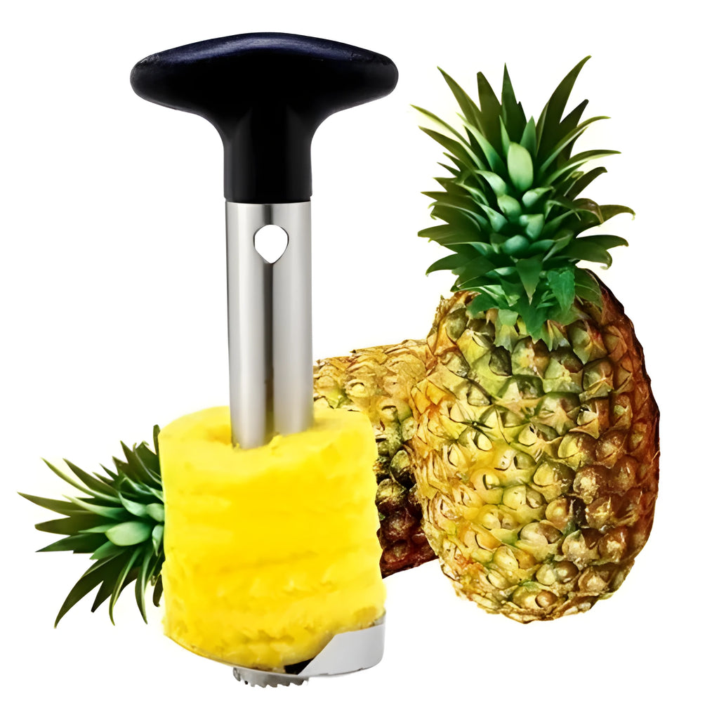 Stainless steel pineapple corer slicer with coloured handles for kitchen use